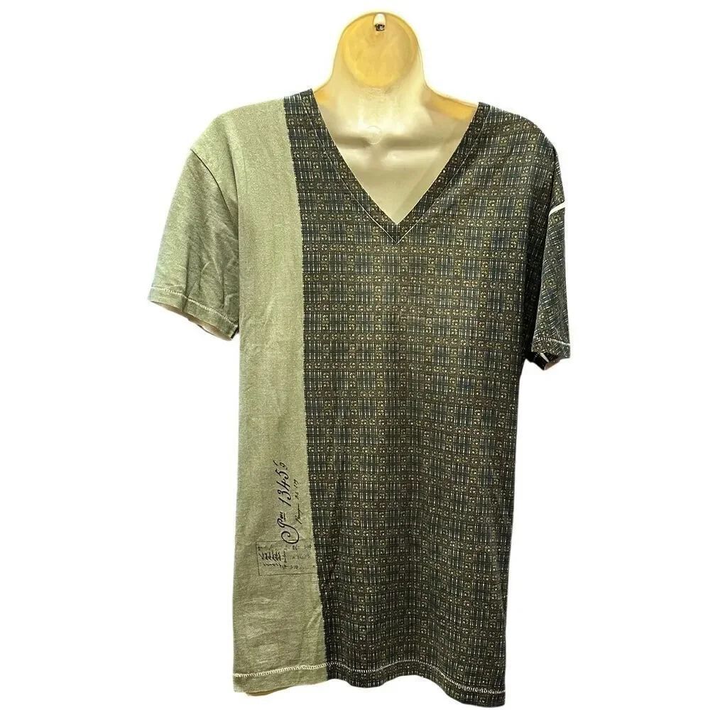 Dolce & Gabanna V Neck T in Green & Navy NWT Size It 46/ or US Small